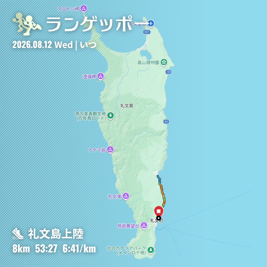 礼文島上陸 8kmラン